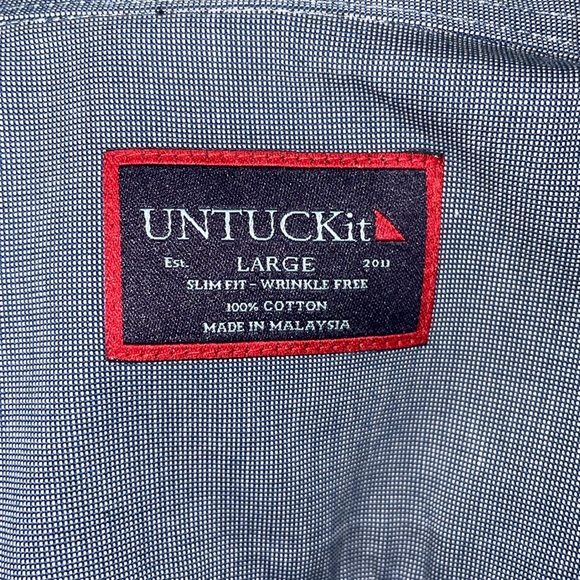UNTUCKit Button Up Shirt Large Blue - Picture 5 of 8